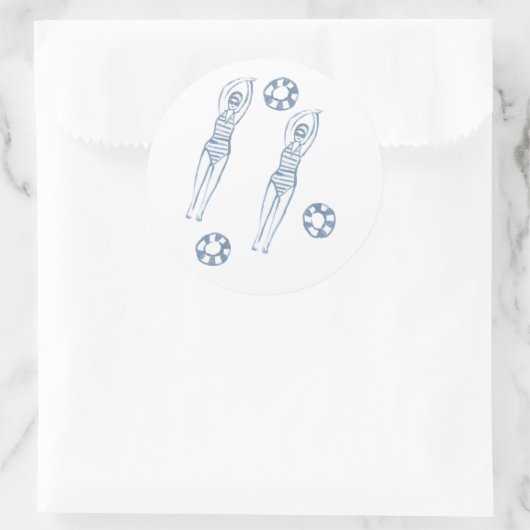 スナイクロ芸術的スイミングチーム女子ブルーパターン ラウンドシール (バッグ)