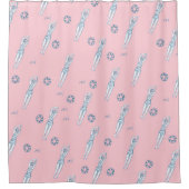 スナイクロ芸術的スイミングチーム泳ぐ人ピンク シャワーカーテン (正面)