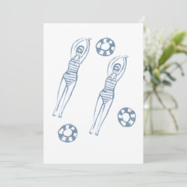 スナイクロ芸術的泳ぐ人ブルーイラストレーション 招待状