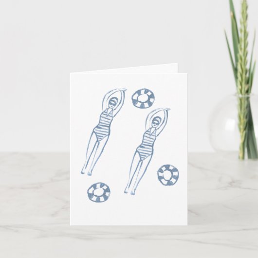 スナイクロ芸術的泳ぐ人ブルーイラストレーション 招待状 (正面)