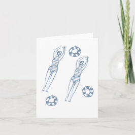 スナイクロ芸術的泳ぐ人ブルーイラストレーション 招待状