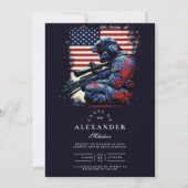 スナイパー兵士アメリカ国旗の卒業 招待状 (正面)