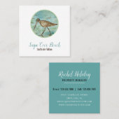 スナイプショアバードオンビーチ沿岸テーマ スクエア名刺 (正面/裏面)