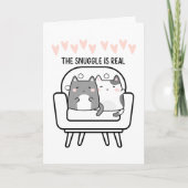 スナグルは本当の2匹の猫が抱き合うバレンタイン カード (正面)