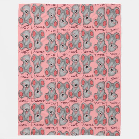 スナグルスイートドリームテディスウィートさくらんぼ フリースブランケット (正面)