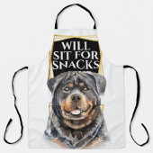スナッおもしろいクスの水彩画のための犬の座り エプロン (正面)