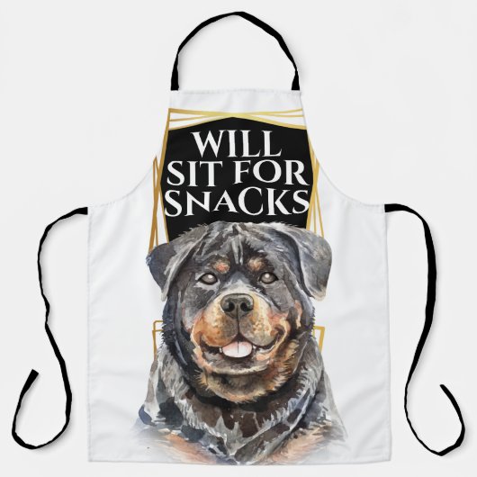 スナッおもしろいクスの水彩画のための犬の座り エプロン (正面)