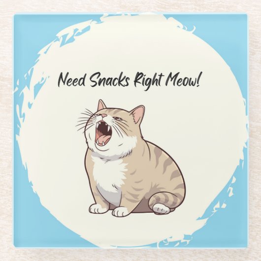 スナックが必要Meow Glass Coaster ガラスコースター (正面)