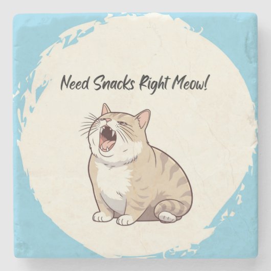 スナックが必要Meow Marble Coaster ストーンコースター (正面)