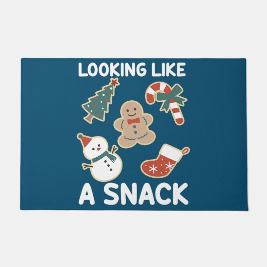 スナックのように見える陽気なクリスマスサンタスナック ドアマット (正面)
