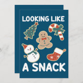 スナックのように見える陽気なクリスマスサンタスナック 招待状 (正面/裏面)