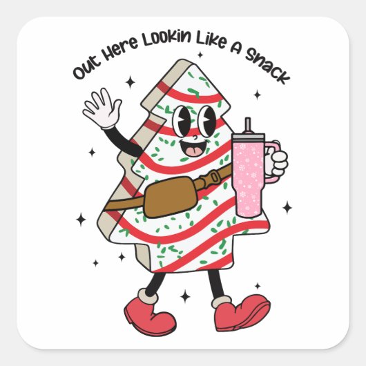 スナックのように見てここに – Boujeeクリスマス スクエアシール (正面)