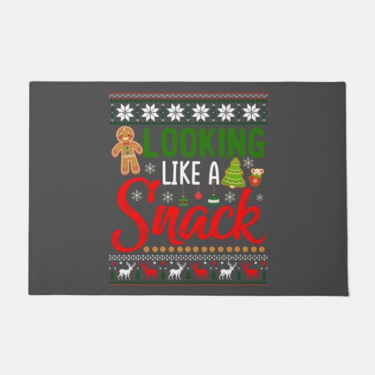 スナックのクリスマスクッキーおもしろいが醜く見える ドアマット (正面)