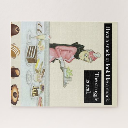 スナックを持っているか、スナックのように見える。ヴィンテージ おもしろい ジグソーパズル (横)