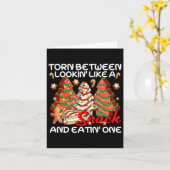 スナックケーキパのように見ている間で引き裂かれたクリスマスツリー カード (黄色い花)