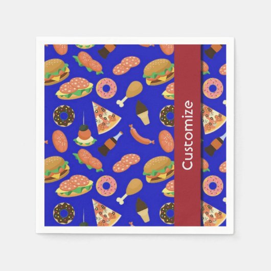 スナックタイムブルーピクニックナプキン スタンダードカクテルナプキン (正面)