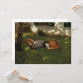 スナックタイム(草の上に横たわる甘い若い女の子) カード (正面/裏面インサイチュ)