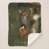 スナックタイム（草の上に横たわる甘い若い女の子） シェルパブランケット (正面)