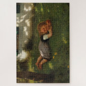 スナックタイム(草の上に横たわる甘い若い女の子) ジグソーパズル (縦)