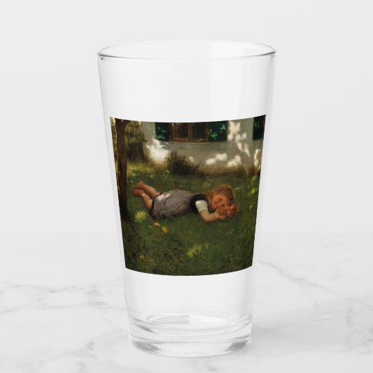 スナックタイム（草の上に横たわる甘い若い女の子） タンブラーグラス (正面)