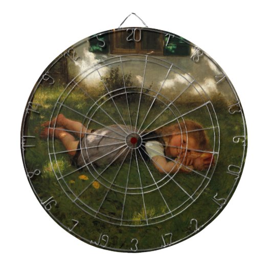 スナックタイム（草の上に横たわる甘い若い女の子） ダーツボード (正面)