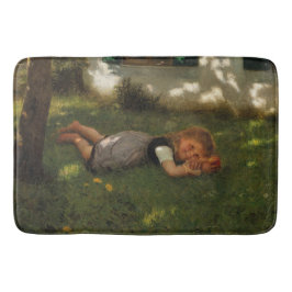 スナックタイム（草の上に横たわる甘い若い女の子） バスマット