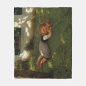 スナックタイム(草の上に横たわる甘い若い女の子) フリースブランケット (正面)