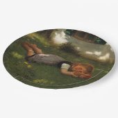 スナックタイム（草の上に横たわる甘い若い女の子） ペーパープレート (アングル)