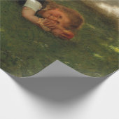 スナックタイム(草の上に横たわる甘い若い女の子) ラッピングペーパー (角)