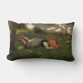 スナックタイム（草の上に横たわる甘い若い女の子） ランバークッション