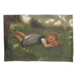 スナックタイム（草の上に横たわる甘い若い女の子） 枕カバー