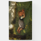 スナックタイム（草の上に横たわる甘い若い女の子） 横断幕 (縦)