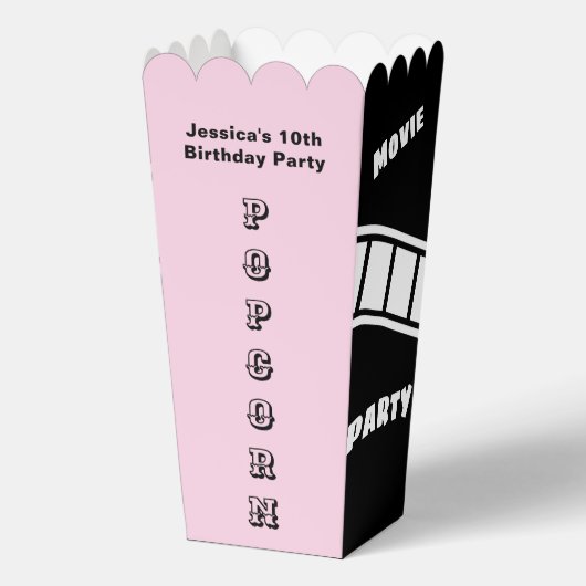 スナックムービーナイトカスタムポップコーン誕生日パーティー フェイバーボックス (正面)