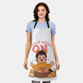 スナックモード：オン – スナックと可愛い漫画のキャラクター エプロン (着用した状態)