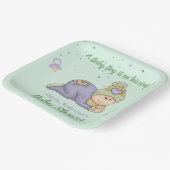 スナッグル男の赤ちゃん – 緑と紫のベビーシャワー ペーパープレート (傾斜あり)