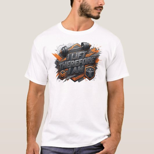 スナッピーオレンジ I LIFT THEREFORE I AM Tシャツ (正面)
