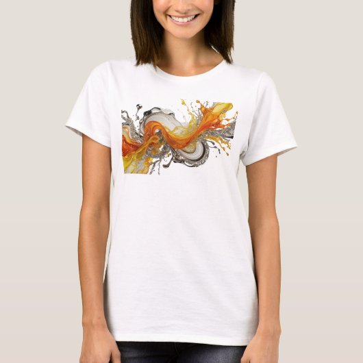 スナッピーシルバー抽象芸術ステートメントTシャツ Tシャツ (正面)
