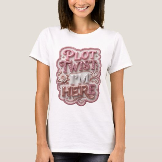 スナッピー ピンク PLOT TWIST I'M HERE ウェアラブルアート Tシャツ (正面)