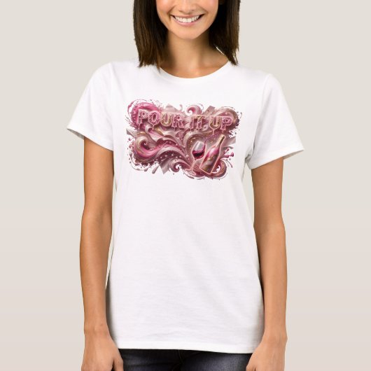 スナッピー ピンク POUR IT UP オリジナルTシャツ Tシャツ (正面)