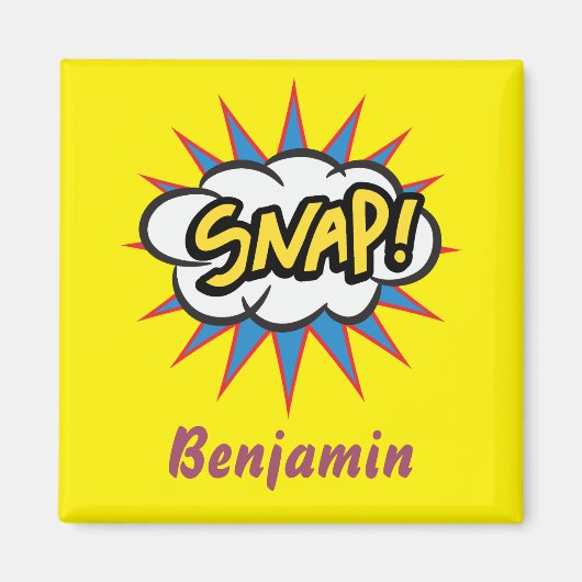 スナップイエロー漫画ブックおもしろい マグネット (正面)