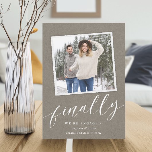 スナップショット素朴フォト婚約 案内状