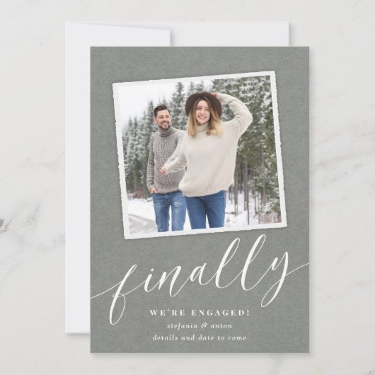 スナップショット素朴フォト婚約 案内状 (正面)