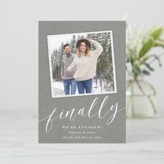 スナップショット素朴フォト婚約 案内状 (スタンド正面)