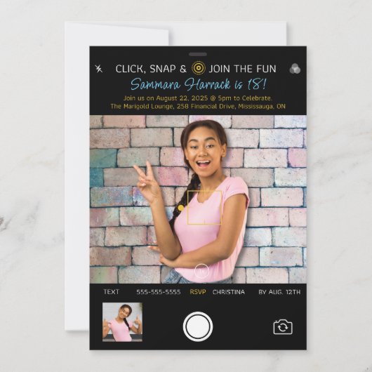 スナップショット誕生日フォト招待状 招待状 (正面)