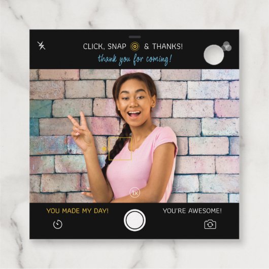 スナップショット誕生日写真ありがとうメッセージカード フェイバータグ (裏面)