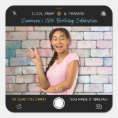 スナップショット誕生日写真ありがとう スクエアシール (正面)