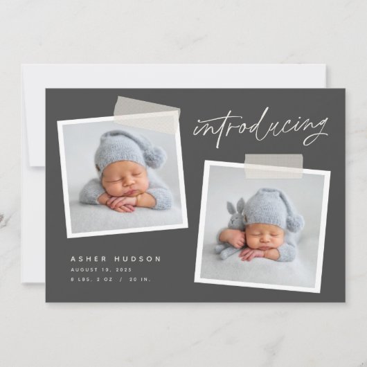 スナップショット |モダン 2つカジュアルのフォト誕生 案内状 (正面)