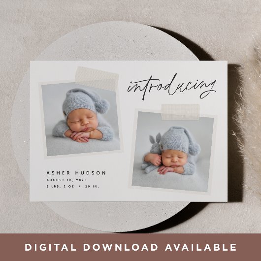 スナップショット |モダン 2つカジュアルのフォト誕生 案内状