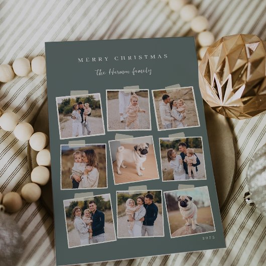 スナップショット | 9フォトコラージュのクリスマス シーズンカード