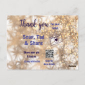 スナップタグをシェアしてソーシャルメディアで輝くQRコードのゴールドグリッター ポストカード (裏面)